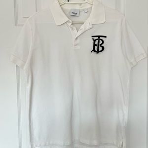 Burberry TB logo white polo shirt sleeves sz S